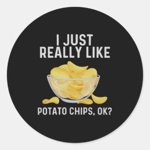 Funny Tato Chips Art For Men Women Kids Bag Of Chi Classic Round Sticker