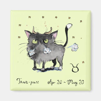 Funny Taurus Zodiac Cat Star sign horoscope fridge Magnet