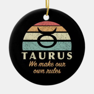 Funny Taurus Zodiac Rules Ceramic Tree Decoration