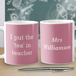 Funny Tea Lover Teacher Humour Dusty Pink Coffee Mug