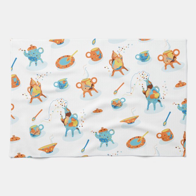 Funny tea - party. kitchen towel (Horizontal)