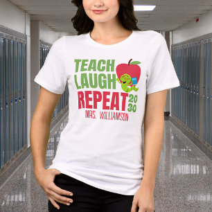 Funny Teach Laugh Repeat Teacher Tri-Blend Shirt