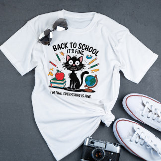Funny Teacher Back to School Cat Lover Graphic T-Shirt