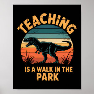 Funny Teacher Back To School Dinosaur Cute Poster