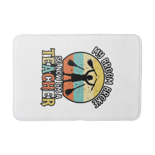 Funny Teacher Broken Broom Halloween Vintage Shirt Bath Mat