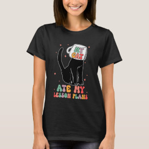 Funny Teacher Cat Ate My Lesson Plans Humour Women T-Shirt