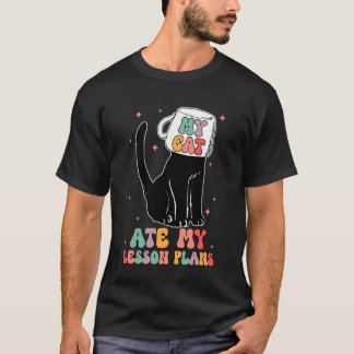 Funny Teacher Cat Ate My Lesson Plans Humour Women T-Shirt