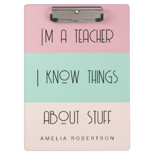 Funny teacher colorblock personalised  clipboard