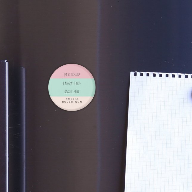 Funny teacher colorblock personalised  magnet (Creator Uploaded)