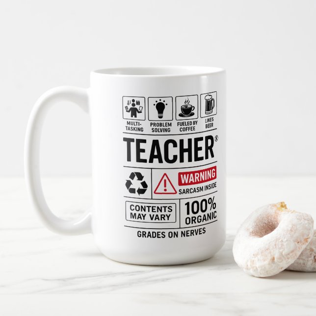 Funny Teacher Definition — Multi-Tasking Coffee Mug (With Donut)