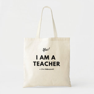 Funny Teacher Gift Black and White with Bold Font Tote Bag