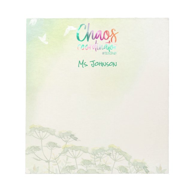 Funny Teacher Gift  Chaos Coordinator Personalised Notepad (Front)