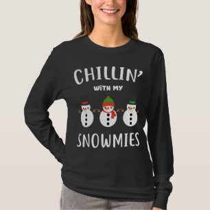 Funny Teacher Gift Chillin' With My Snowmies Xmas T-Shirt