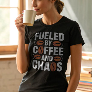 Funny Teacher Gift Fuelled by Coffee Retro  T-Shirt
