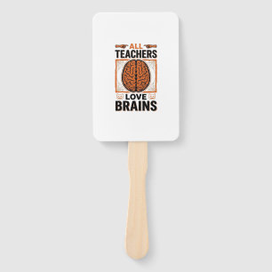 Funny Teacher Halloween Brains Vintage Graphic_1 Hand Fan