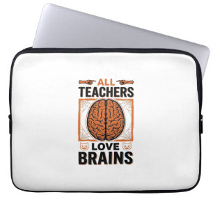 Funny Teacher Halloween Brains Vintage Graphic_1 Laptop Sleeve