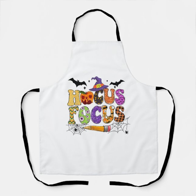 Funny Teacher Hocus Pocus Everybody Focus Hallowee Apron (Front)