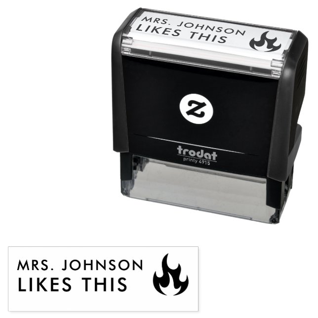 Funny Teacher Likes This Fire Flame School Grading Self-inking Stamp (In Situ)
