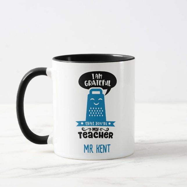Funny Teacher Mugs - Blue Grateful Grater Custom (Left)