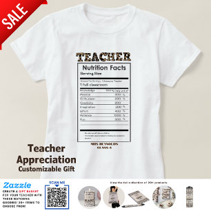 Funny Teacher Nutritional Facts Custom Gift  T-Shirt