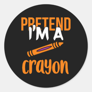 Funny Teacher Pretend I'm A Crayon Halloween Gift Classic Round Sticker