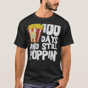 Funny Teacher School Student Popcorn 100 Days Of S T-Shirt