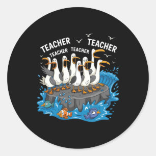 Funny Teacher Seagull Family Teacher Lover Classic Round Sticker