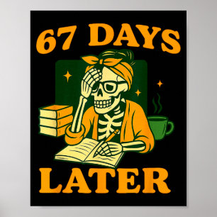 Funny Teacher Skeleton 6 7 Meme Six Seven Skeleton Poster