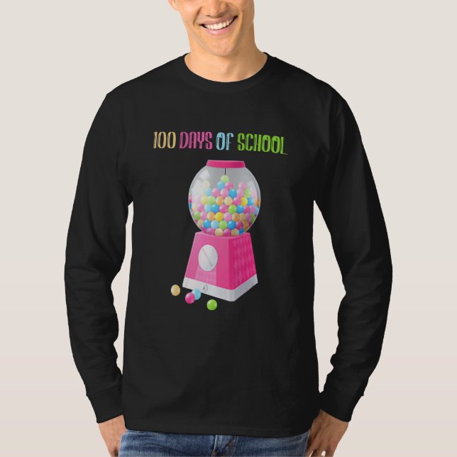 Funny Teachers Cool For 100 Days Of School Gumball T-Shirt (Front)