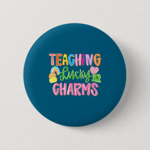 Funny teaching lucky teacher groovy st patricks da 6 cm round badge