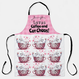 Funny Teacup Cat All-Over Print Apron