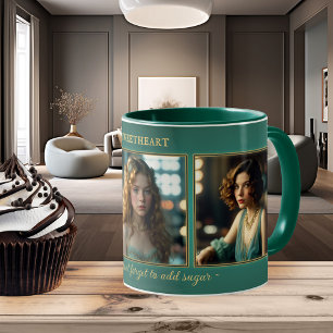 Funny Teal Art Deco Women Photo Mug
