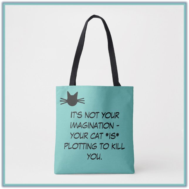 Funny Teal Blue Cat Meme Tote (Creator Uploaded)
