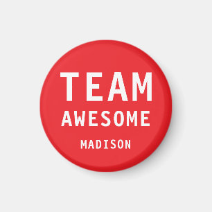 Funny Team Awesome Bright Red Personalised Name Magnet