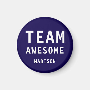 Funny Team Awesome Dark Blue Personalised Name Magnet
