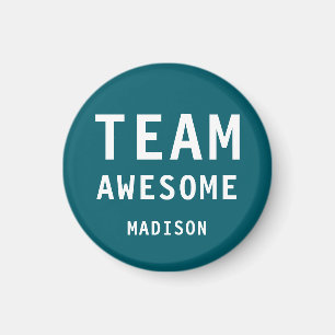 Funny Team Awesome Dark Teal Personalised Name Magnet