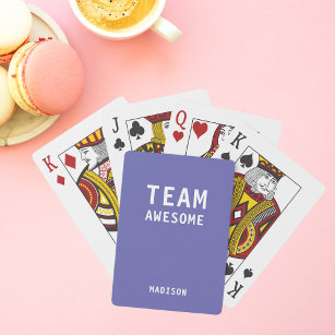Funny Team Awesome Purple Personalised Name Playing Cards