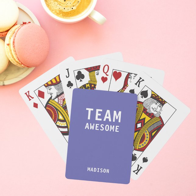 Funny Team Awesome Purple Personalised Name Playing Cards (Creator Uploaded)