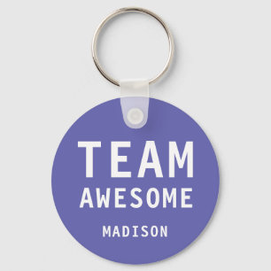 Funny Team Awesome Purple Personalized Name Key Ring