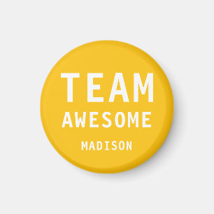 Funny Team Awesome Yellow Orange Personalised Name Magnet