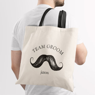 Funny Team Groom Moustache Wedding Tote Bag