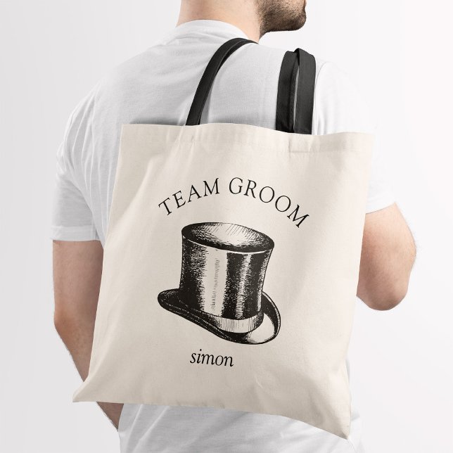 Funny Team Groom Top Hat Wedding Tote Bag (Creator Uploaded)