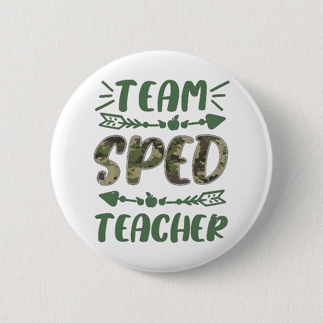 Funny Team Sped Teacher Camo Teacher Student Back  6 Cm Round Badge (Front)