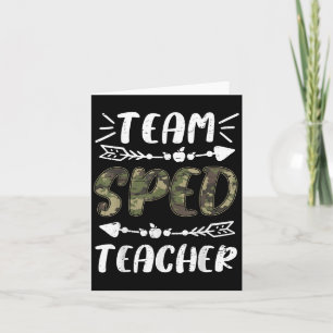 Funny Team Sped Teacher Camo Teacher Student Back  Card
