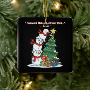 Funny Teamwork Snowman "Kinda Works" Christmas   Ceramic Ornament