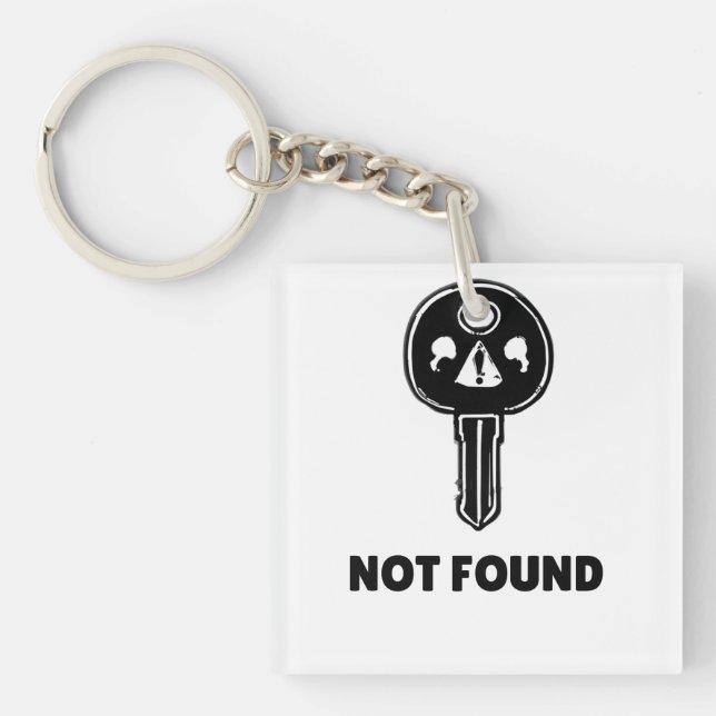 Funny Tech Keychain – “404 Key Not Found” Design (Front)
