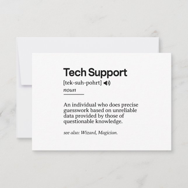 Funny Tech Support Definition | Minimalist Office  (Front)