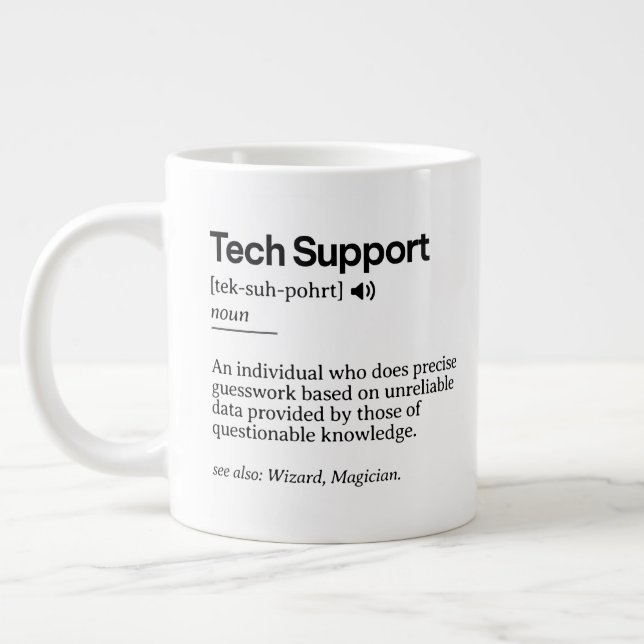 Funny Tech Support Definition | Minimalist Office  Large Coffee Mug (Left)