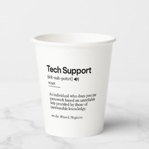 Funny Tech Support Definition Minimalist Office Paper Cups