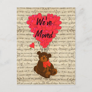 Funny teddy bear change of address announcement postcard